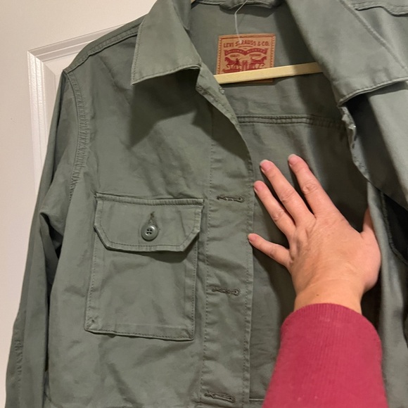 Levi Strauss Crop Olive Green Jacket Large - Picture 5 of 7